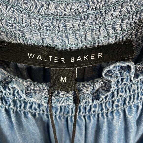 Walter Baker Tencil Chambray off the shoulder wide leg crop jumpsuit NWT medium - Picture 4 of 10